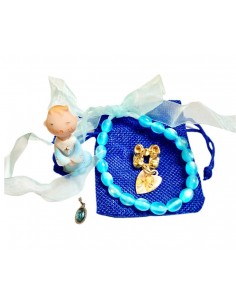 Baby teething necklace blue Angel gift bag