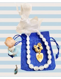 Collar de dentición para bebés azul - blanco Bolsa de regalo para ángeles