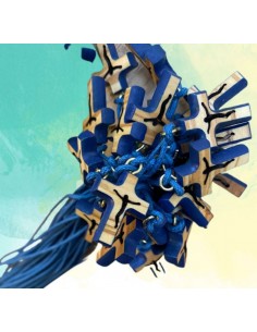 Collier avec Croix en bois d'olivier - bleu