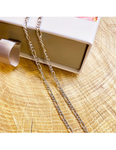 Forçat Figaro Mesh-Kette aus rhodiniertem 925er Silber - 65 cm