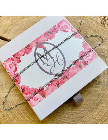 Catena Figaro in argento 925 rodiato - 50 cm