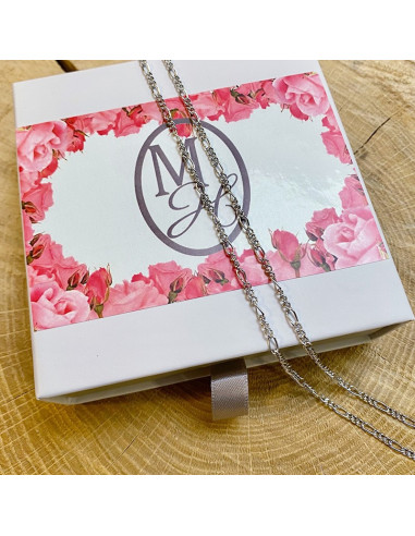 Catena Figaro in argento 925 rodiato - 45 cm