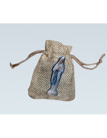 Rosenkranz aus Holz blau türkis Tasche Pins Banneux