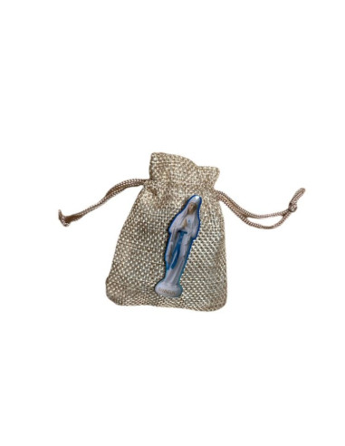 Rosenkranz aus Holz blau türkis Tasche Pins Banneux