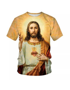 Polyester-T-Shirt - Heiliges Herz Jesu ockerfarben