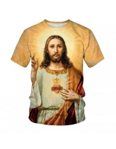 Polyester T-shirt - Sacred Heart of Jesus - ochre