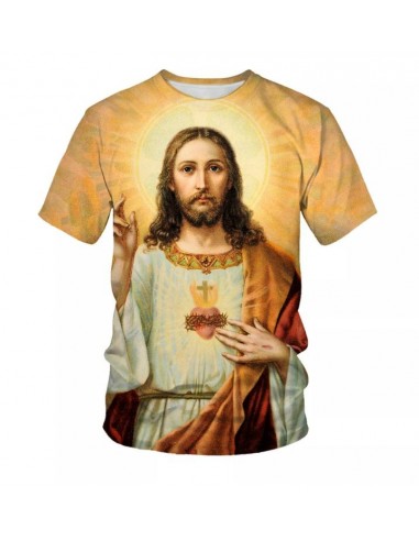 Camiseta de poliéster - Sagrado Corazón de Jesús - ocre