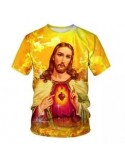 T-shirt polyester - Sacré Coeur de Jésus orange