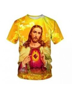 T-Shirt aus Polyester - Herz-Jesu orange