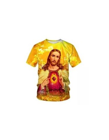T-shirt polyester - Sacré Coeur de Jésus orange