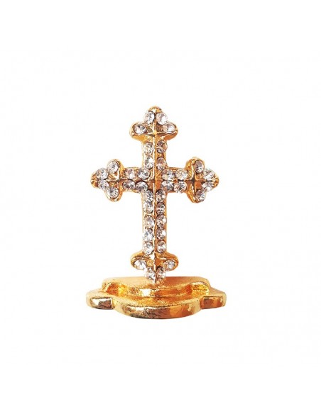 Croix mini sur pied avec cristaux