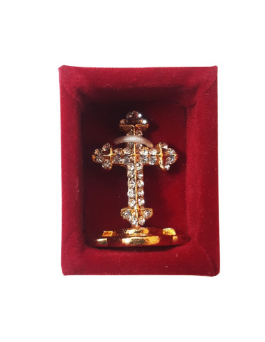 Mini cruz sobre soporte con cristales