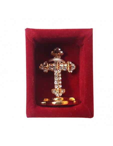 Croix mini sur pied avec cristaux