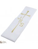 Priest stole cream beige color embroidered cross JHS