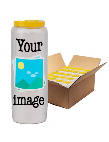 Bougies de neuvaine vos image et texte - personnalisable - carton 20 pièces