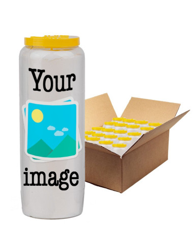 Novena candles with your image and text - customizable - box 20 pieces