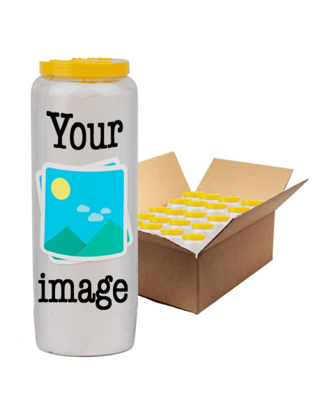 Novena candles with your image and text - customizable - box 20 pieces