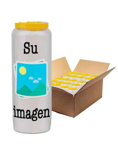 Bougies de neuvaine vos image et texte - personnalisable - carton 20 pièces