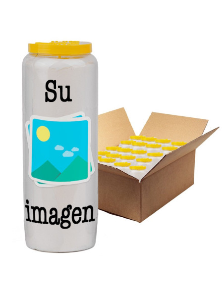 Bougies de neuvaine vos image et texte - personnalisable - carton 20 pièces