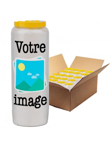 Bougies de neuvaine vos image et texte - personnalisable - carton 20 pièces