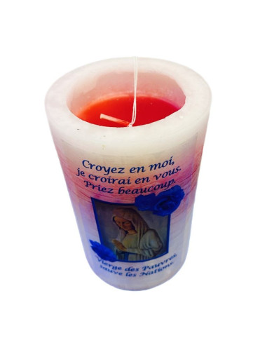 Scented and colored candle in the Virgin mass of the Poor of Banneux N.D