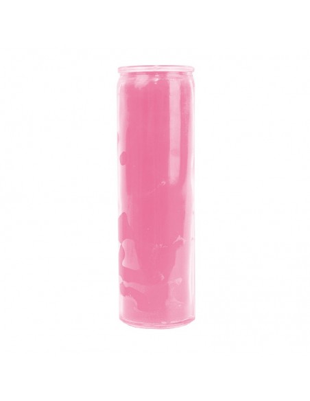 Bougie en verre rose colorée dans la masse