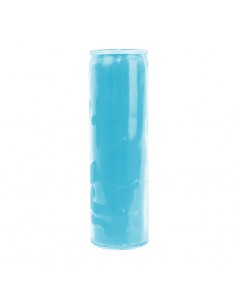 7-Tage-Kerze aus hellblauem, in der Masse gefärbtem Glas