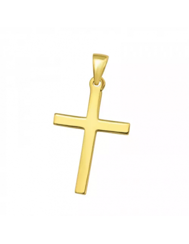 Pendentif croix coeur doré - véritable Argent 925