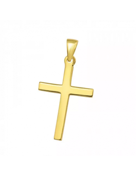Pendentif croix coeur doré - véritable Argent 925