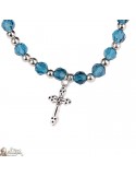 Bracelet perles en cristal bleues - Croix