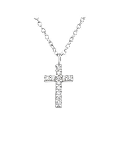 Halskette Kreuz natürliche Kristalle - Silber 925