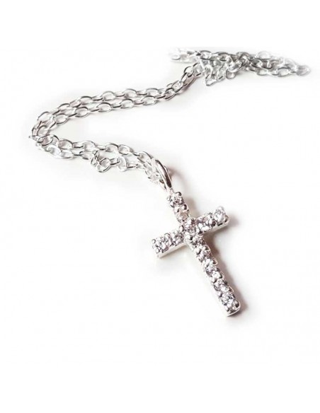 Halskette Kreuz natürliche Kristalle - Silber 925