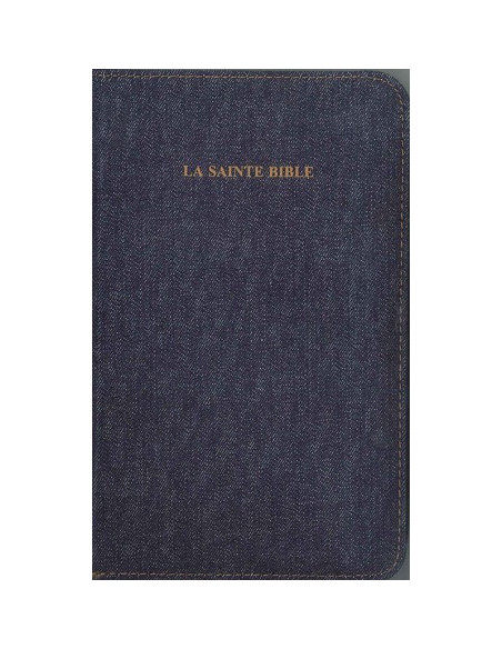La Sacra Bibbia - Bibbia Segond 1910 con cerniera e copertina in denim