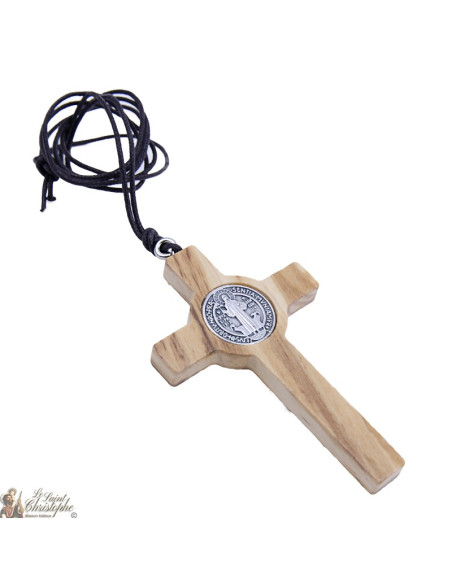 Anhänger Kreuz des Heiligen Benedikt aus Holz mit Schachtel