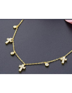 Collana con piccole croci in argento 925 e placcata oro