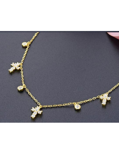 Necklace small crosses of neck in silver 925 and plated gold