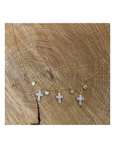 Collana con piccole croci in argento 925 e placcata oro