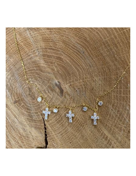 Necklace small crosses of neck in silver 925 and plated gold
