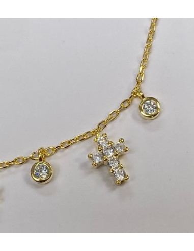 Necklace small crosses of neck in silver 925 and plated gold