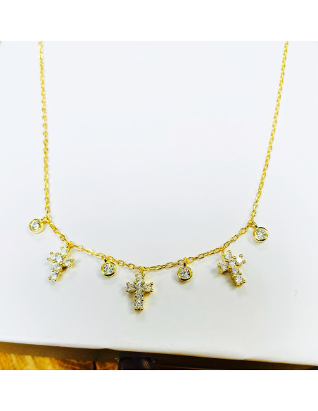 Ketting met kleine kruisjes in 925 sterling zilver en verguld