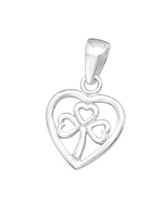 Lucky Clover Heart Pendant - 925 Sterling Silver