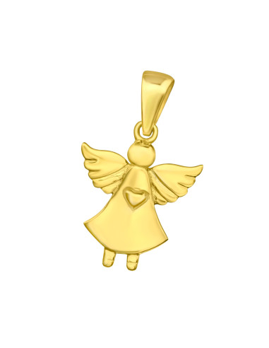 Angel pendant with heart - 925 sterling silver and gold plated