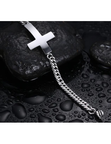 Bracelet with stainless steel cross for men