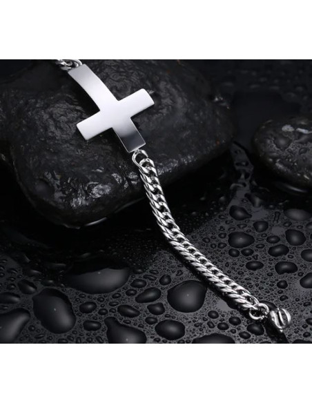 Armband mit Kreuz aus Edelstahl für Männer