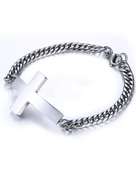 Bracciale da uomo con croce in acciaio inossidabile