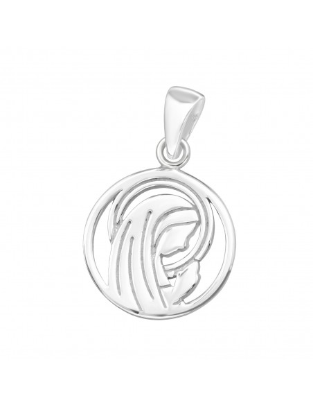 Virgin Mary medal modern stylized silver 925