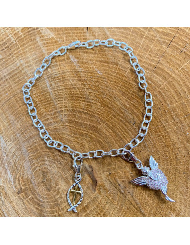 Bracciale in vero argento 925 per ciondoli o lettere