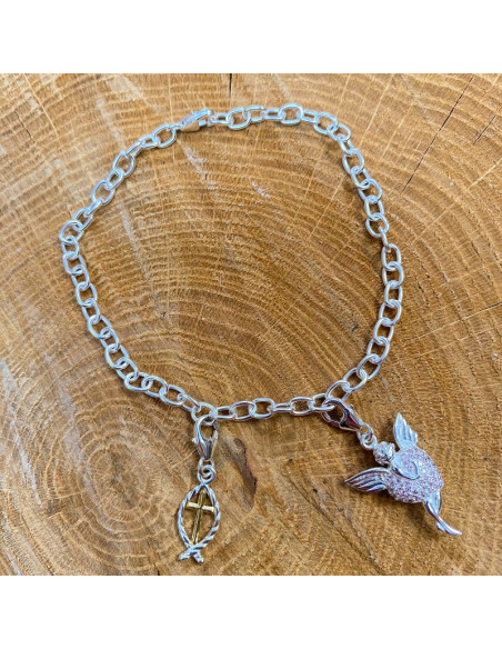 Bracelet en véritable argent 925 pour breloques ou lettres