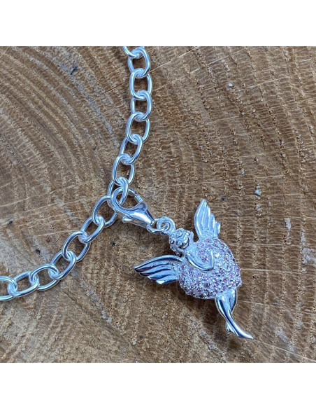 Colgante ángel con dije de estrás - plata 925