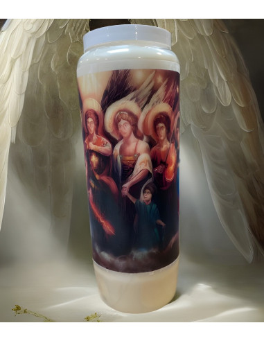 Vela de novena con los 7 Arcángeles perfumada con mirra
